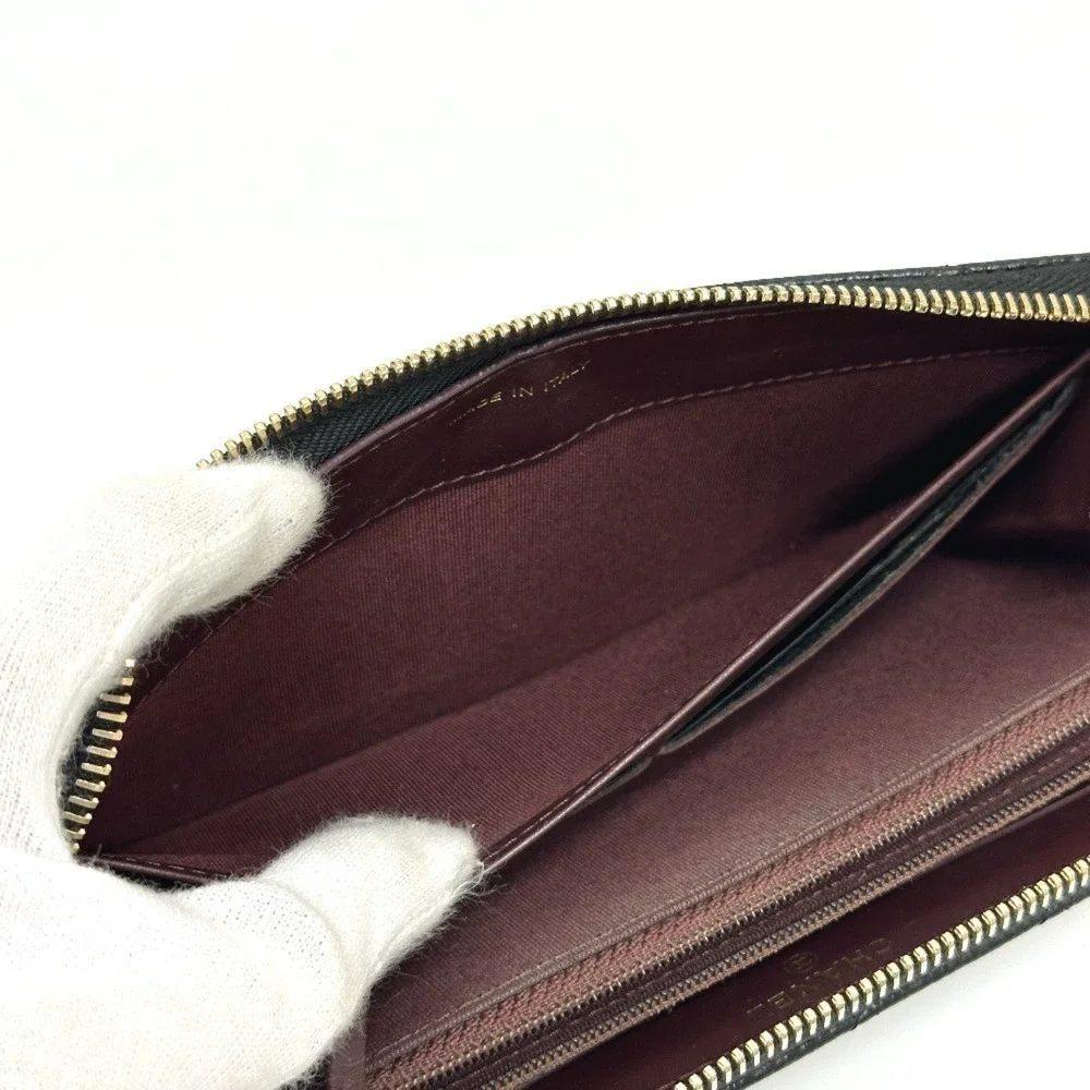 CHANEL Black Caviar Leather Logo Wallet